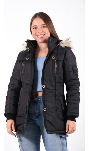 Camperon Impermeable Con Piel Y Capucha Desmontable
