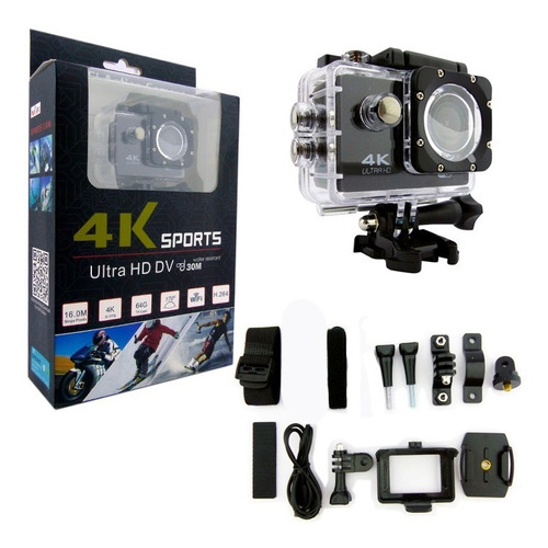 Camara 4k Full Hd Sports Wifi Resistente Al Agua Color Negro