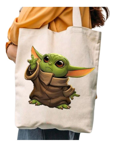 Tote Bag Baby Yoda Bolso Estampado Comics Algodon Varios 