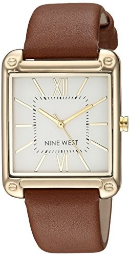 Nine West Womens Nw 2116svbn Gold Tone And Brown Strap