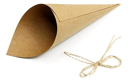 100 Conos De Confeti De Papel Kraft Vintage Creativos
