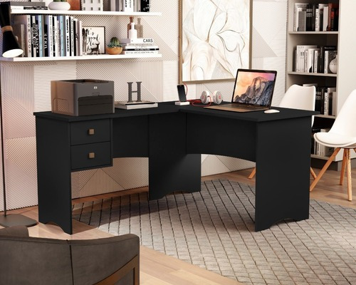 Escritorio Paris para portátil de 1,20 pulgadas en L, varios colores, color negro