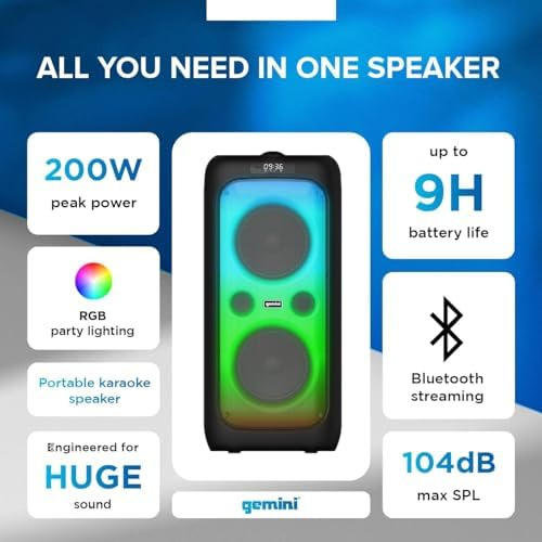 Gemini Sound Ggo-2650l - Altavoz Para Fiestas Bluetooth Dual