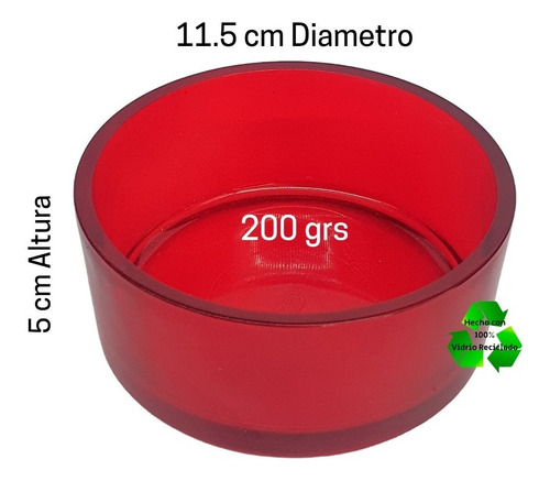 Recipientes P/ Veladoras De Colores Vidrio 11.5x5cm Paq 36pz