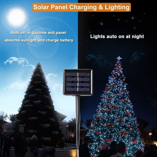 2pcs Luces Led Solares For Decoración Navideña 20m