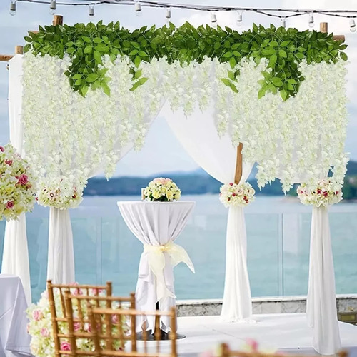 12 Flores Falsas, Flores Artificiales De Glicina Para Decora