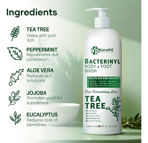 Gel De Baño Kerapil Bacterinyl Tea Tree 480 Ml X 2 Para Comb