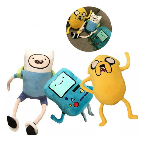 3pcs Adventure Time Con Finn Y Jake Muñeco Peluche Juguete