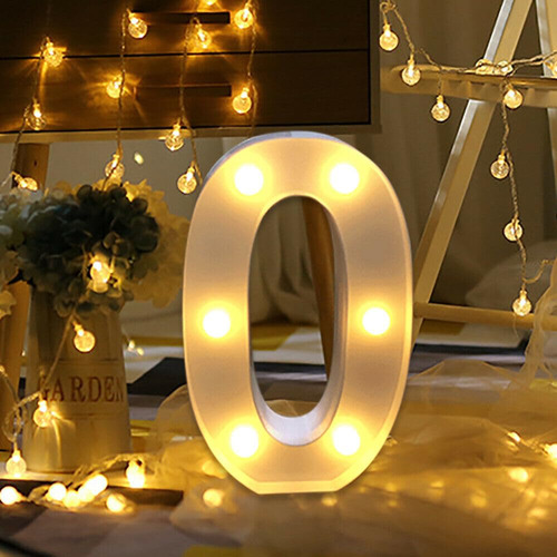 Letrero Luz Led Letra Iluminada Numero 0 Para Nocturna Boda