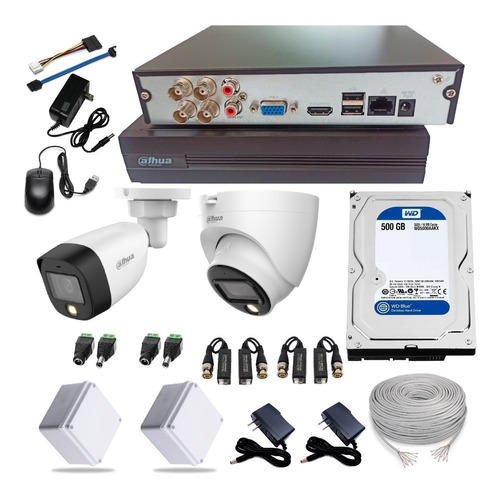 Kit Camaras Seguridad Dahua 2mp Full Color Dvr 4ch+ 2 Cam+ D