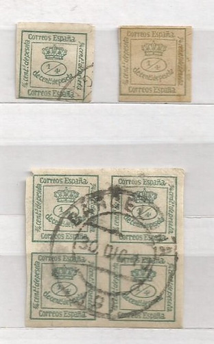 Selos Espanha,uma Quadra Coroa Real+ Dois Selos Y172,usados.