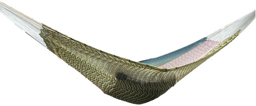 Imagen 3 de 7 de Hamaca Artesanal Maya De Nylon Matrimonial Premium Verde