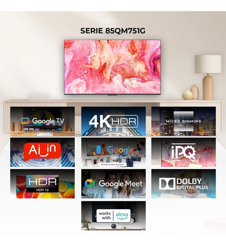 Pantalla Tcl 85 4k Uhd Qled Mini-led Smart Google Tv