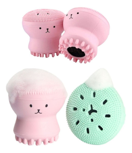 Cepillo Limpiador Exfoliante Facial Forma De Pulpo(3 Piezas)