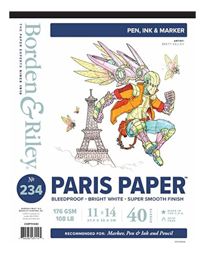 Borden & Riley #234 Paris Paper Pad, 11  X 14 , 176 Gsm/108 