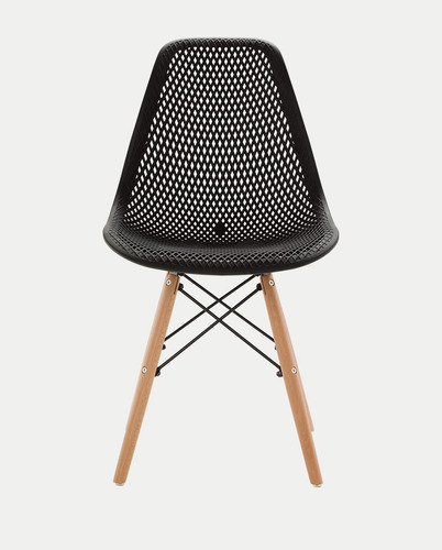 Cadeira De Jantar Eames Eiffel Design Colmeia Eloisa Base Madeira, 9 Unidade Preto