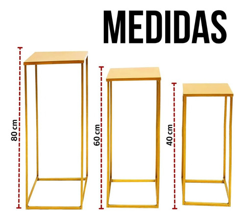 Set De 3 Mesas Decorativas, Candy Bar, Mesas En Acero Dorado