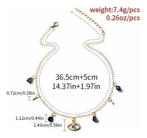 Collar Ojo Turco Plata 45cm