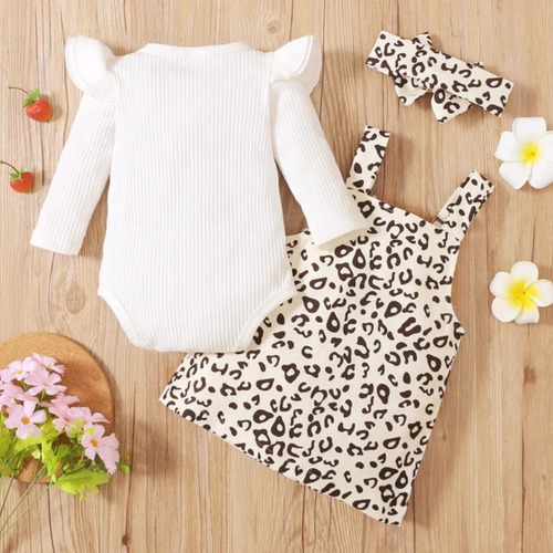 Conjunto 3 Piezsas Para Niñas Cotele Leopardo