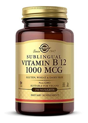 Solgar Vitamina B12 1000 Mcg, 250 Pepitas  Apoya La Producc