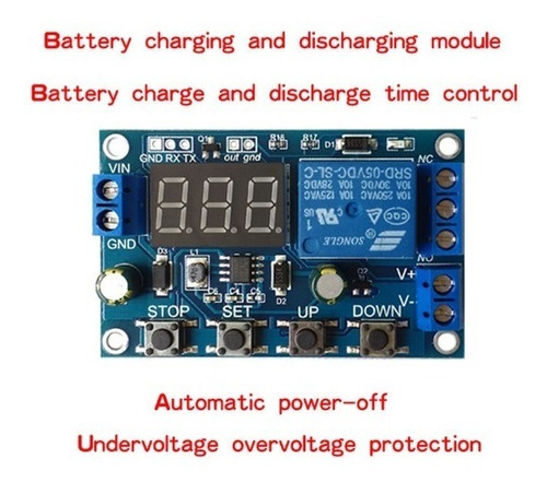 Modulo Control Carga Bateria 0-60v Con Relay Arduino Raspber