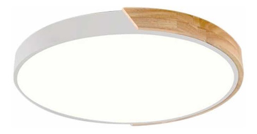 Luminaria Plafon Led Diám 30cm Metal Y Madera Varios Colores