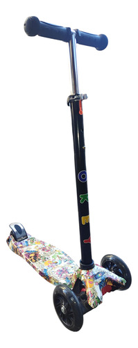 Monopatin Scooter Okey Nenes 4 Ruedas Con Luces Negro Graffiti