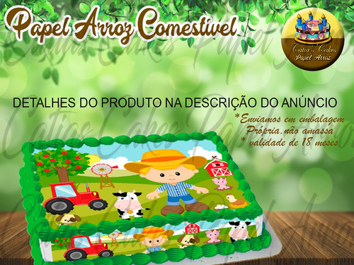 Papel Arroz E Faixas Para Bolo Comestível Menino Fazendinha