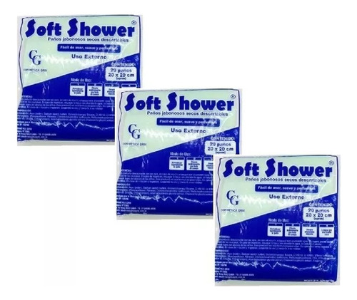 60 Paños Jabonosos Soft Shower Simil Baño Facil 3 Pack