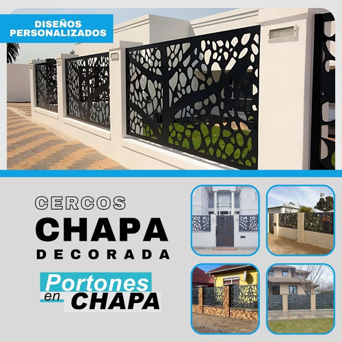 Cerco Chapa Decorada, Paño Fijo 1.80 X 1.20 Chapa N° 16 Reja Gris