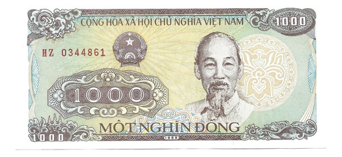 Billete Vietnam 1,000 Dong 1988  Elefante