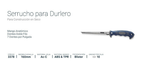 Serrucho Durlock Bremen 160mm Hoja Acero Yeso Drywall Cod. 3378 Dgm