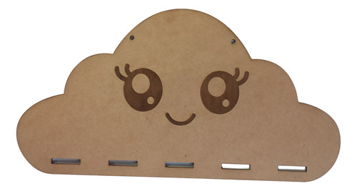 Porta Moños De Nube Grabado Mdf Natural 40 X 21 Cm Natural