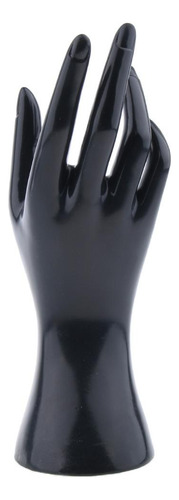 Pie De Mano Liso Negro Para Exhibir Anillos Zapatos