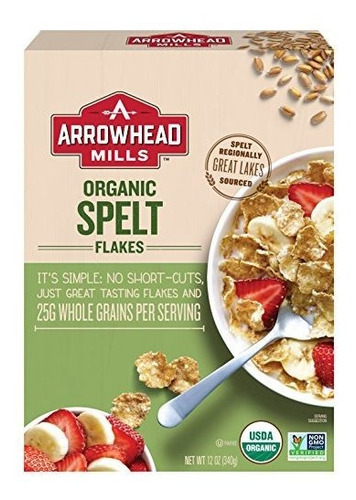 Arrowhead Mills Cereal Orgánico, Escamas De Espelta, 12 Oz.