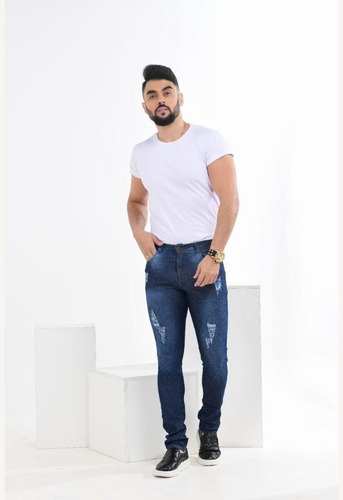 Calça Jeans Masculina Super Skinny Alta Qualidade Elastano