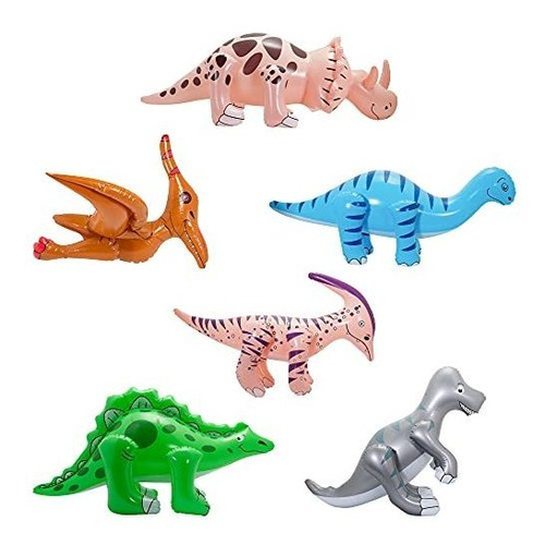 Fun Central Bc545 Paquete De 6 Piezas Dinosaurios Inflables 