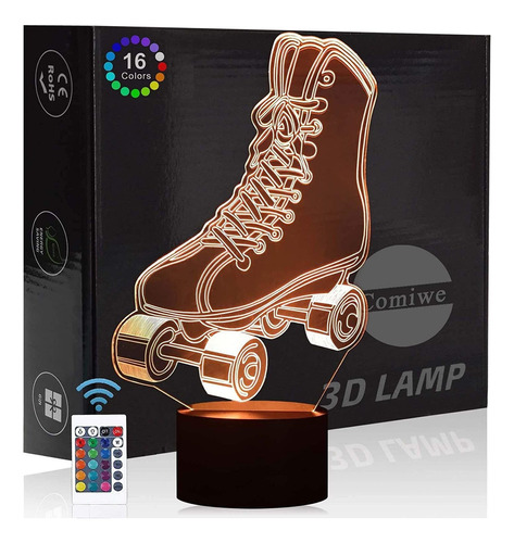 Quad Roller Skates 3d Illusion Night Light, 16 Colores ...