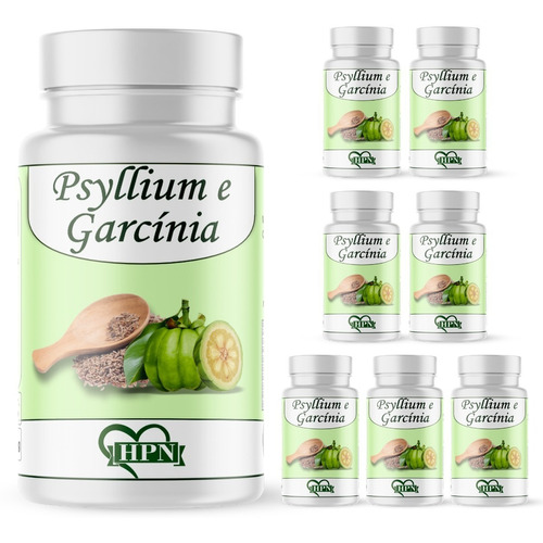 Psyllium E Garcínea Composto 480 Cápsulas 500mg 8 Frascos Sabor Sem Sabor