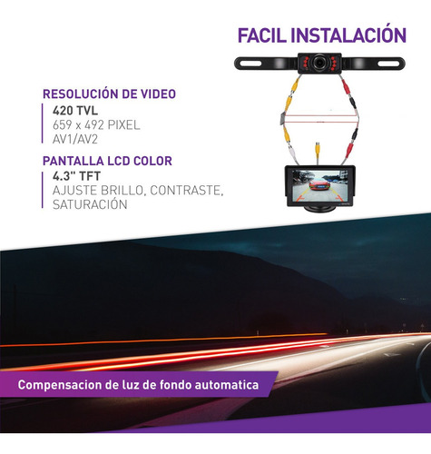 Camara Trasera Marcha Atras Retroceso Para Auto Ir + Pantalla Lcd Tft 4:3
