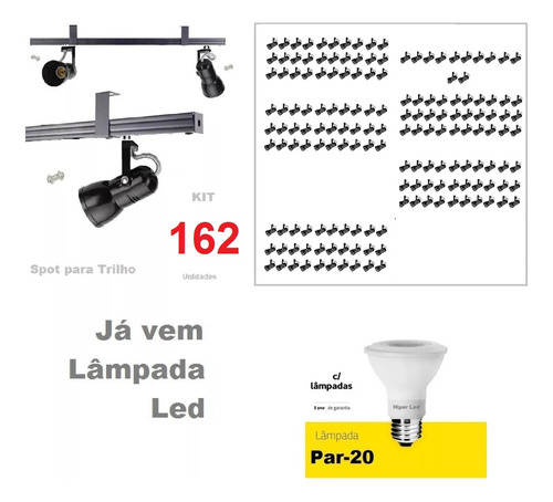 Kit 162 Spot Lâmpada Par20 Led 8w 3000k Branco Quente