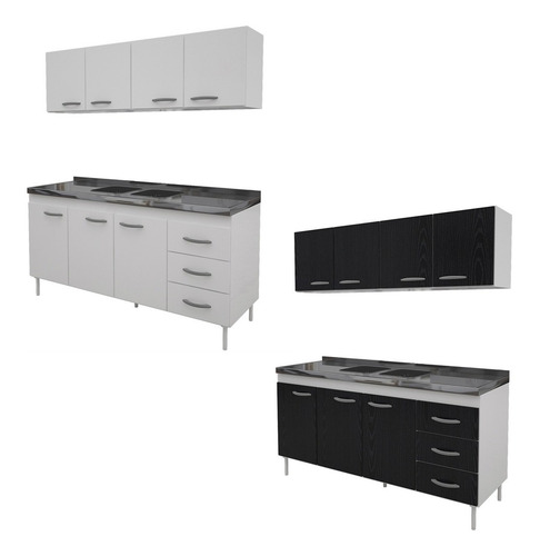 Imagen 4 de 9 de Combo Cocina 160 Bajo Mesada Alacena Mesada Acero Envio