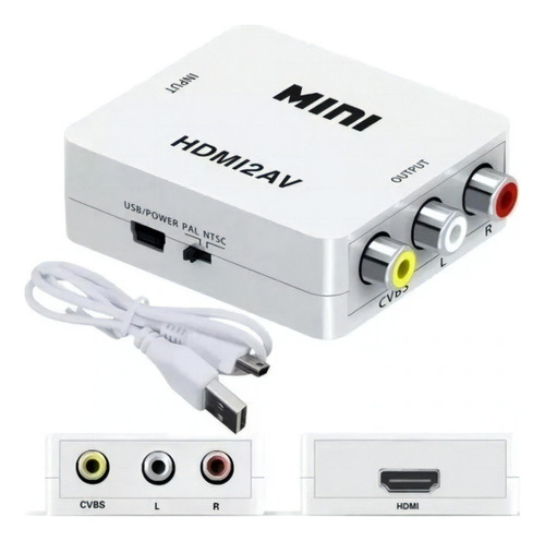 Adaptador Convertidor Rca A Hdmi 1080p Pal/ntsc Caja Blanca