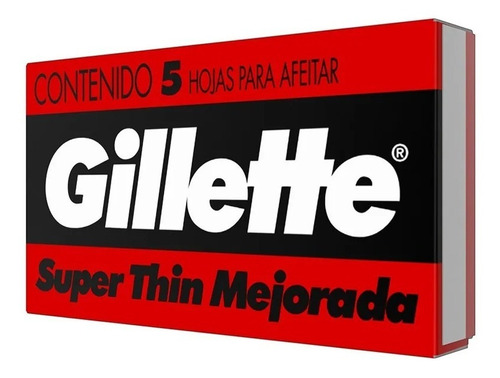 Gillette Roja Super Thin Mejorada Hojas Afeitar X 5 Unidades