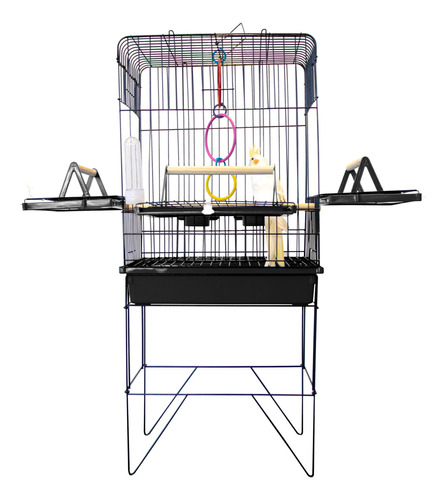 Viveiro Gaiola Calopsita Aves Confort Triplex Slim Segura Cor Arame Preto Com Acessórios Preto