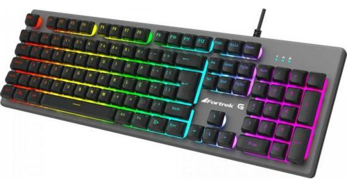 Kit Teclado E Mouse Gamer Fortrek Ranger Rainbow Rgb Grafite