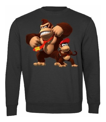 Polerón Negro Hombre Padre Estampado Donkey Kong 