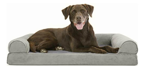 Furhaven Small Quilted Orthopedic Sofa Pet Bed Gris Humo