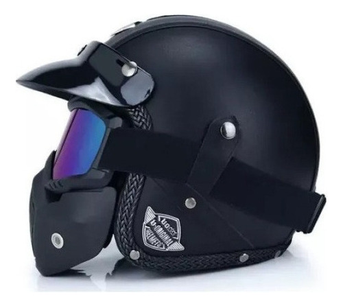 Dsv Casco 3/4 Piel Cafe Racer Jet Chopper Harley Roket