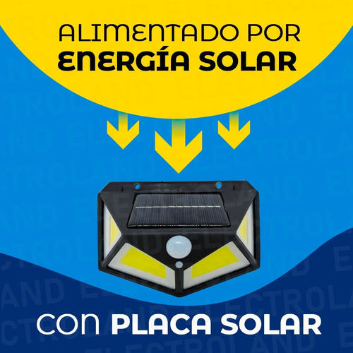 Imagen 6 de 10 de Reflector Led Panel Solar Sensor 3 Funciones 100 Led Frio